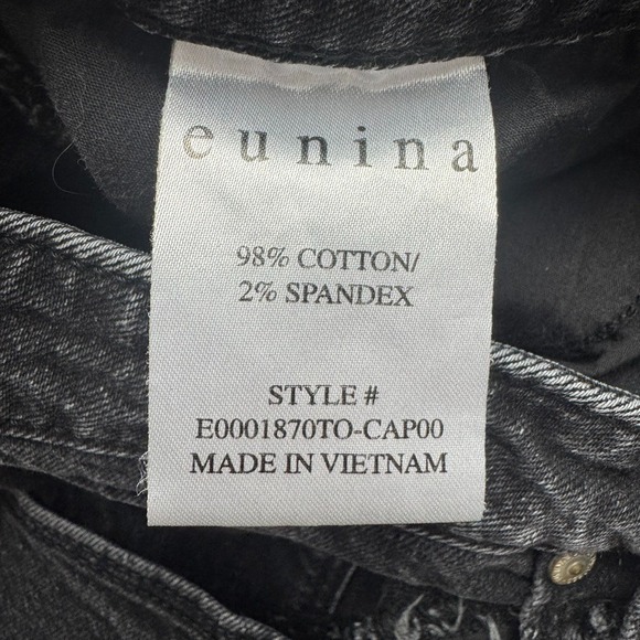Eunina Jeans Women's 15/32 Juniors Black Denim Distressed Stretch Skinny Casual - Picture 6 of 15